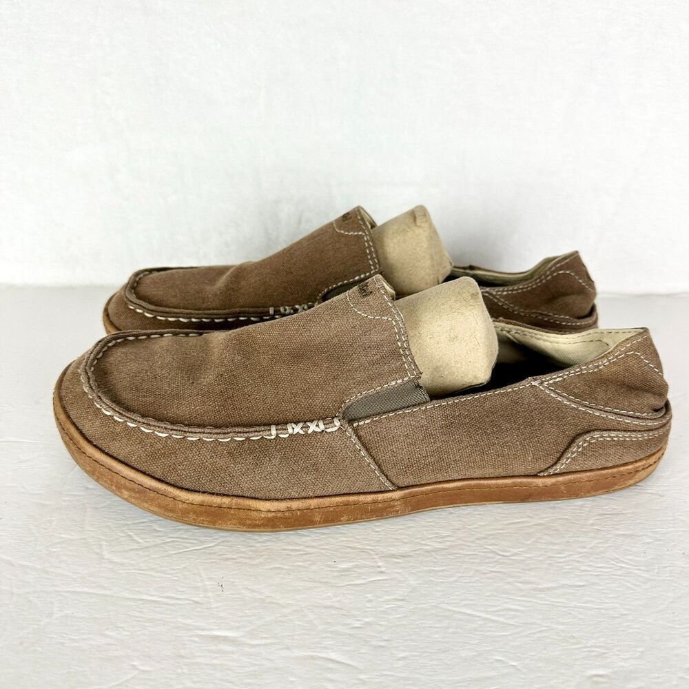 Olukai Mens Pahalu Canvas Slip On Shoe Size 9.5 Brown